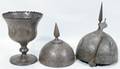 121098 ANTIQUE PERSIAN METAL HELMET GOBLET  COVER