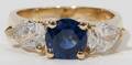 102078 150 CT SAPPHIRE  103 CTSIDE DIAMOND RING