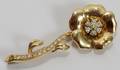 102076 18KT YELLOW GOLD ROSE BROOCH WDIAMONDS L 2