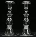 122089 STEUBEN GLASS BALUSTER TEARDROP CANDLESTICKS