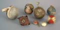 Eight Pennsylvania fabric and ribbon pincushion balls 19th c