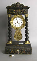 French ebonized portico clock
