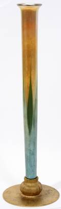 122064 TIFFANY STUDIOS GILT METAL  GLASS VASE