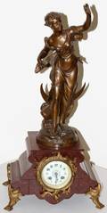 121147 AFTER BRUCHON SPELTER  ROUGE MARBLE CLOCK