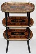 121145 ANTIQUE FRENCH MARQUETRY THREETIER STAND