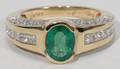 122170 70 CT EMERALD AND PAVE DIAMOND 18KT RING