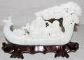122156 ORIENTAL WHITE JADE GROUP OF PEOPLE IN A SHIP
