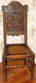 112136 CARVED OAK SIDE CHAIR ANTIQUE H 46