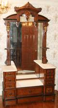 112135 RENAISSANCE REVIVAL WALNUT MARBLE TOP VANITY
