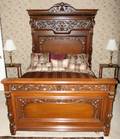 112123 CARVED WALNUT BEDROOM SET THREE PIECES
