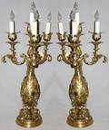 112107 GILT BRONZE FOUR LIGHT CANDELABRA PAIR H 29