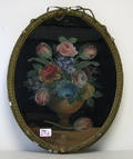 Reverse painted floral still life