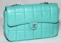 121197 CHANEL TURQUOISE QUILTED LEATHER SHOULDER BAG