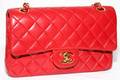 121196 CHANEL RED QUILTED LEATHER SHOULDER BAG W 9