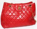 121195 CHANEL RED QUILTED LEATHER SHOULDER BAG W 11