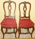 122218 HANDCARVED WALNUT SIDE CHAIRS 18TH C PAIR