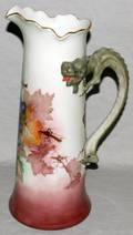 121249 JEAN POUYAT LIMOGES PAINTED PORCELAIN PITCHER