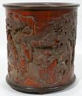 111291 CHINESE CARVED BAMBOO BRUSH POT H 6 34