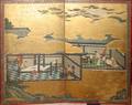 102203 19TH C JAPANESE TWO FOLD PAPER SCREEN