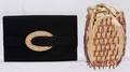 121255 BEIGE SILK  BEAD PURSE AND FRENCH CLUTCH