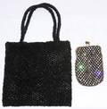 121240 BLACK BEADED BAG  RHINESTONE CASE