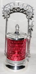 121312 VICTORIAN SILVERPLATE  GLASS PICKLE CASTER