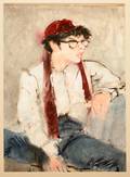 112188 RICHARD JERZY WATERCOLOR MAN WEARING GLASSES