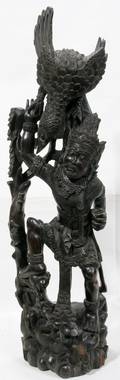111326 BALINESE CARVED ROSEWOOD FIGURAL SCULPTURE