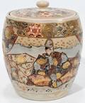 111298 JAPANESE SATSUMA EARTHENWARE TEA CADDY