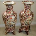102235 ORIENTAL PORCELAIN PALACE VASES PAIR H 37
