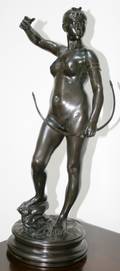 122193 JEAN ALEXANDRE FALGUIERE BRONZE OF DIANA H 18
