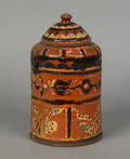 Montgomery County Pennsylvania glazed redware lidded jar ca 17801840