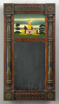 Late Federal stencil decorated mirror ca 1825