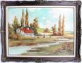 122286 F BERZSENYI OIL LANDSCAPE CHILDREN PLAYING