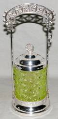 121315 SILVERPLATE  VASELINE GLASS PICKLE CASTER