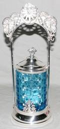 121314 ELECTROPLATE SILVER  GLASS PICKLE CASTER