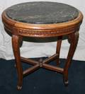 121334 BLACK GRAINED MARBLE TOP WALNUT OVAL TABLE
