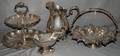 111375 SILVER PLATE BASKET COMPOTE PITCHER  BOAT