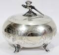 121347 GERMAN 800 SILVER HINGED BOX ENGRAVED 1889