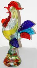 121341 ITALIAN HANDBLOWN GLASS ROOSTER H 17