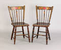 Pair of Pennsylvania painted plank seat chairs mid 19th c
