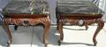 120294 HENREDON CARVED OAK MARBLE TOP TABLES H 24