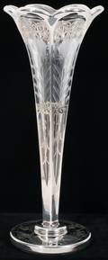 111386 AMERICAN CUT GLASS  STERLING OVERLAY VASE