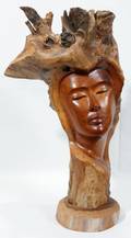 102316 PAUL OF HAWAII ROOT SCULPTURE HEAD OF A WOMAN