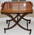 121370 GEORGIAN STYLE MAHOGANY TEA CART H 25 L 27