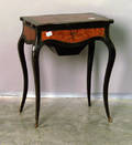 French ebonized and birds eye maple sewing stand