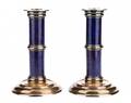 Pair of Puiforcat Silver  Enamel Candlesticks
