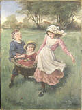 Oil on canvas of 3 children