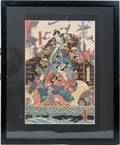 102356 TOYOKUNI III UKIYOE WOODBLOCK KABUKI PLAY