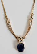 122327 15CT SAPPHIRE AND 14KT YELLOW GOLD NECKLACE